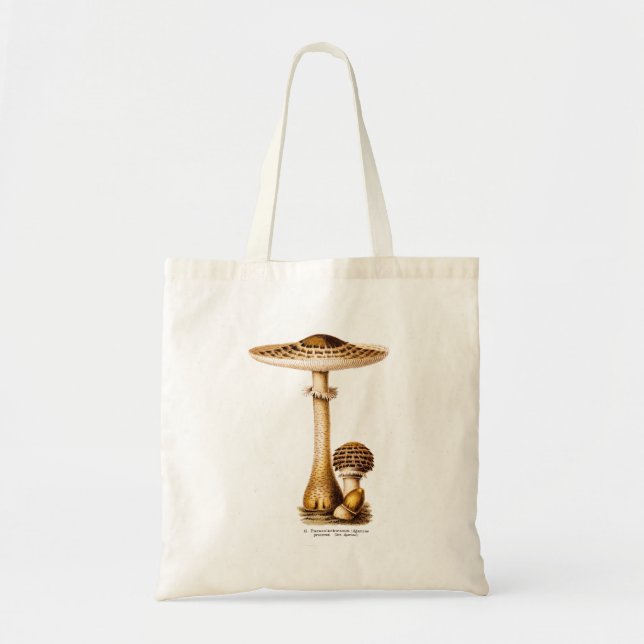 Vintage 1800s Mushroom Spotted Mushrooms Template Tote Bag (Front)