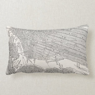 Vintage 1800s New York City Brooklyn Map NYC Maps Lumbar Cushion