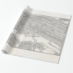 Vintage 1800s New York City Brooklyn Map NYC Maps Wrapping Paper