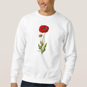 Vintage 1800s Red Poppy Wild Flower Floral Opium Sweatshirt
