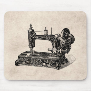 Vintage 1800s Sewing Machine Illustration Mouse Pad
