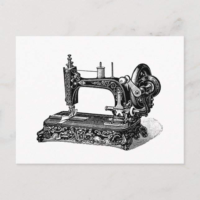Vintage 1800s Sewing Machine Illustration Postcard (Front)