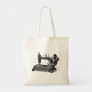 Vintage 1800s Sewing Machine Illustration Tote Bag
