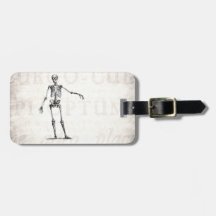 Vintage 1800s Skeleton Retro Skeletons Anatomy Luggage Tag