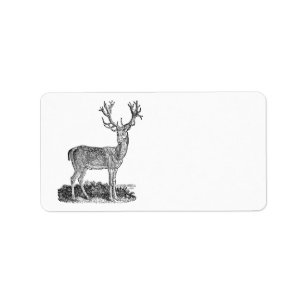 Vintage 1800s Stag Deer Antlers Retro Template Label