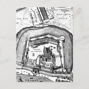 Vintage 1800s Tower of London Retro Map England Postcard