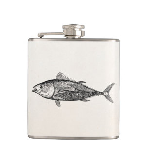 Vintage 1800s Tunny Fish Personalised Fishing Hip Flask
