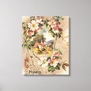 Vintage 1800s Victorian Birthday Floral Country Canvas Print