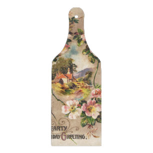 Vintage 1800s Victorian Birthday Floral Country Cutting Board