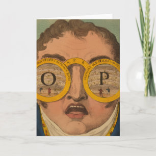 Vintage 1809 Illustration Man w Opera Glasses Card