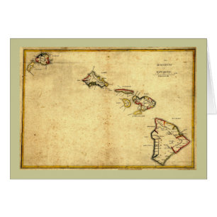 Vintage 1837 Hawaii Map -  Hawaiian Islands