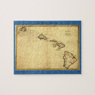 Vintage 1837 Hawaii Map - Hawaiian Islands Jigsaw Puzzle