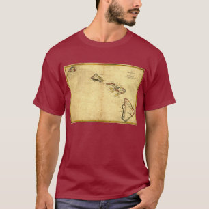 Vintage 1837 Hawaii Map -  Hawaiian Islands T-Shirt