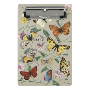 Vintage 1842 Butterfly Moth Botanical Floral Art Mini Clipboard