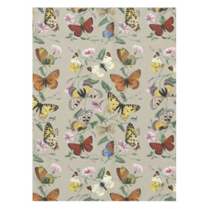 Vintage 1842 Butterfly Moth Botanical Floral Art Tablecloth