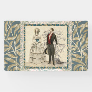 Vintage 1844 Victorian Wedding Illustration Banner