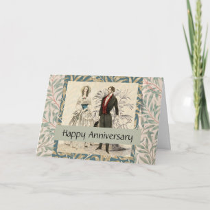 Vintage 1844 Victorian Wedding Illustration  Card