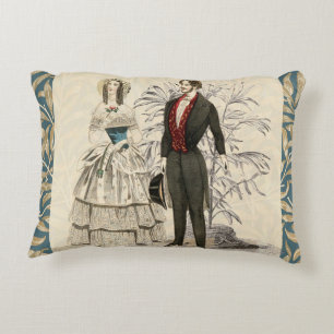 Vintage 1844 Victorian Wedding Illustration  Decorative Cushion