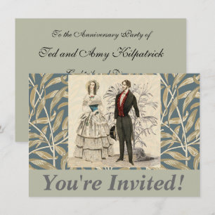 Vintage 1844 Victorian Wedding Illustration Invitation