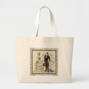 Vintage 1844 Victorian Wedding Illustration Large Tote Bag