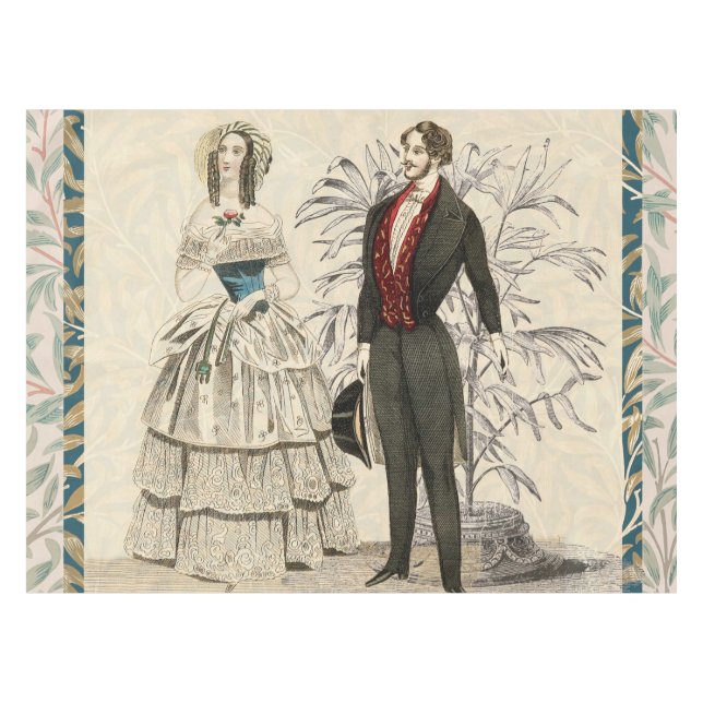 Vintage 1844 Victorian Wedding Illustration  Tablecloth (Front (Horizontal))
