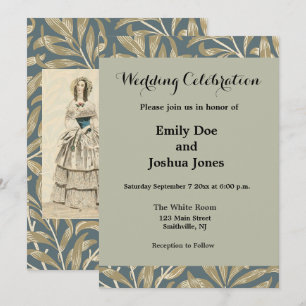 Vintage 1844 Victorian Wedding marriage Artwork Invitation