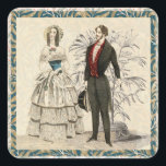 Vintage 1844 Victorian Wedding marriage Artwork Square Sticker<br><div class="desc">William Morris and Wedding couple - An antique image of a bride and groom from 1844. Graphic art design drawing artwork.</div>