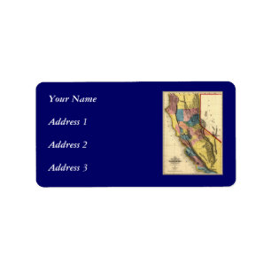 Vintage 1851 California Gold Region State Map Label