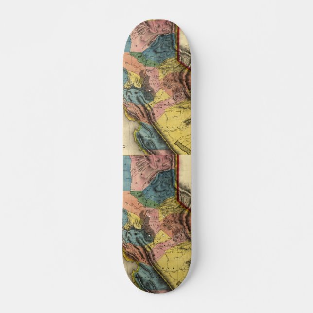 Vintage 1851 California Gold Region State Map Skateboard (Front)