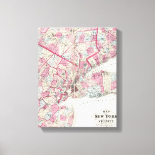 Vintage 1868 Map of New York Canvas Print