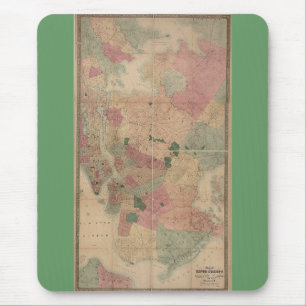 Vintage 1872 Brooklyn Map - New York City, Queens Mouse Pad