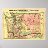 Vintage 1878 Washington Territory Map