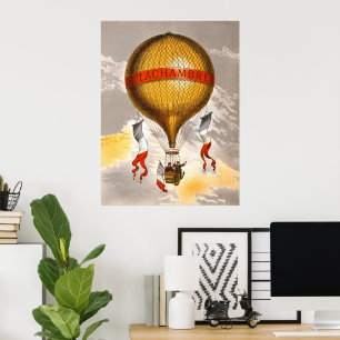Vintage 1880 Lachambre Hot Air Balloon Art Poster