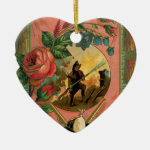 Vintage 1880's Fireman Firefighter Artwork Ceramic Tree Decoration