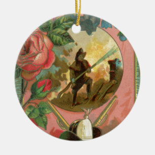 Vintage 1880's Fireman Firefighter Cover Ceramic Tree Decoration