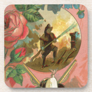 Vintage 1880's Fireman Firefighter Cover Coaster