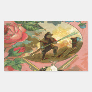 Vintage 1880's Fireman Firefighter Cover Rectangular Sticker