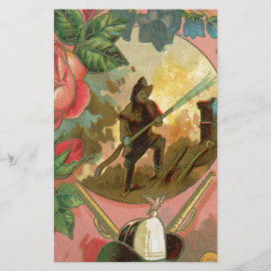 Vintage 1880's Fireman Firefighter Cover Stationery