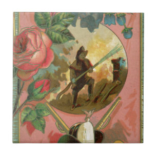 Vintage 1880's Fireman Firefighter Cover Tile
