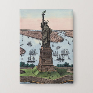 Vintage 1885 Statue of Liberty NYC Harbor Art