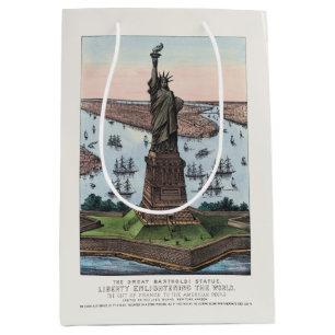 Vintage 1885 Statue of Liberty NYC Harbour Art Medium Gift Bag