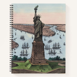 Vintage 1885 Statue of Liberty NYC Harbour Art Notebook