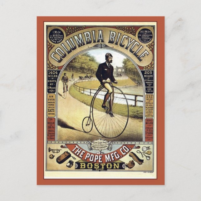 Vintage 1890s antique American bicycle advertising Postcard (Front)
