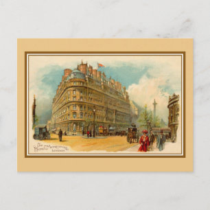 Vintage 1890s art litho London Hotel Metropole Postcard