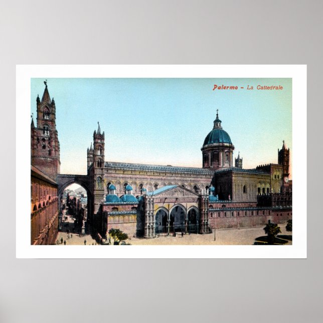 Vintage 1890s Palermo Sicily Cathedral Poster (Front)