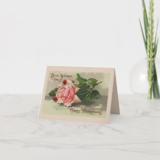 Vintage 1890's rose birthday greeting card