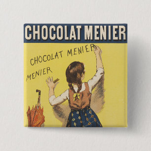Vintage 1892 Chocolat Menier French Girl Art 15 Cm Square Badge