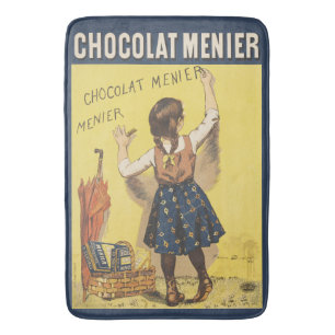 Vintage 1892 Chocolat Menier French Girl Art Bath Mat