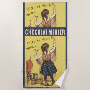 Vintage 1892 Chocolat Menier French Girl Art Beach Towel