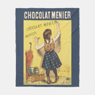Vintage 1892 Chocolat Menier French Girl Art Fleece Blanket